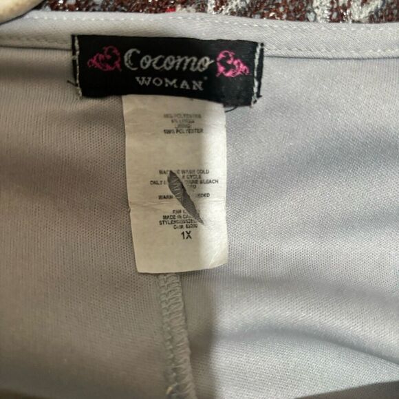 Cocomo Top Womens 1X Multicolor Chevron Print Shimmer Stretch Blouse Ladies - Picture 7 of 8